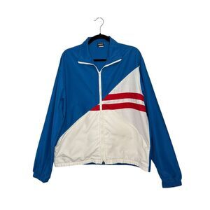 Vintage Jantzen Men’s Large Windbreaker Jacket Colorblock Full Zip 80s 90s